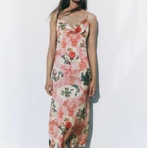 SOLD!!! Zara Pink and Red Floral Dress